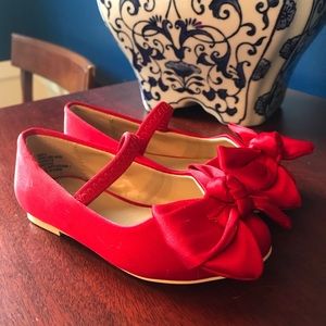 Janie and Jack Holiday Satin Shoe w/ bow